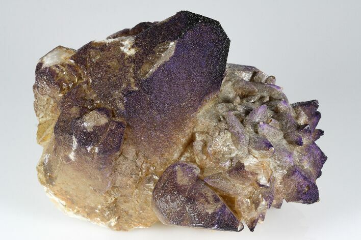 Calcite Crystal Cluster with Purple Fluorite (New Find) - China #177678